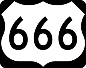 Highway 666 road sign.